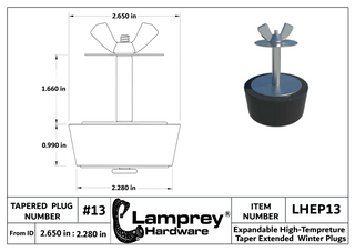 #13 Winter Extended Rubber Expansion Plug For 2 1/2 Inch Pipes - LHEP13