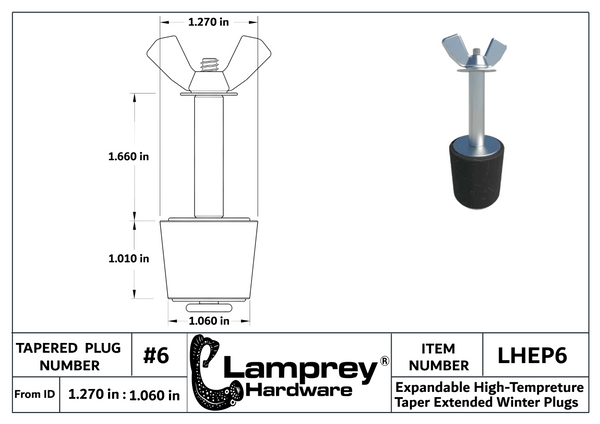 #6 Winter Extended Rubber Expansion Plug For 1 Inch Fittings - LHEP6