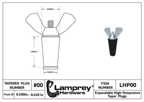 #00 Extended Life Winter Expansion Rubber Plug w/ All Stainless Steel Bolts For 1/2 Inch Pipes - LHXP00