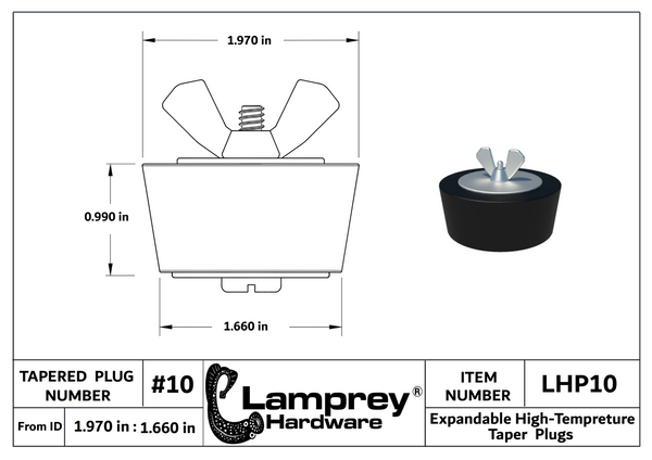 #10 Extended Life Winter Expansion Rubber Plug w/ All Stainless Steel Bolts For 1 1/2 Inch Fittings - LHXP10