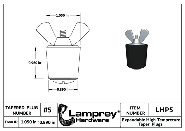 #5 Extended Life Winter Expansion Rubber Plug w/ All Stainless Steel Bolts For 1 Inch Tubes - LHXP5