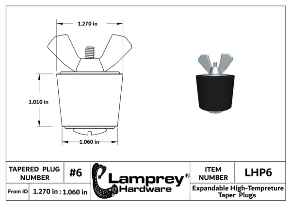 #6 Extended Life Winter Expansion Rubber Plug w/ All Stainless Steel Bolts For 1 Inch Fittings - LHXP6