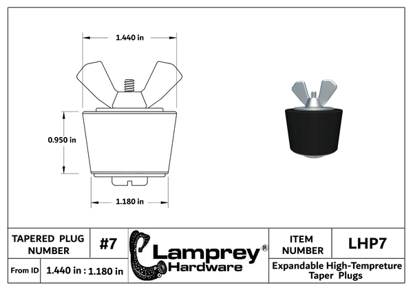 #7 Winter Expansion Rubber Plug Standard For 1 1/4 Inch Pipes - LHP7