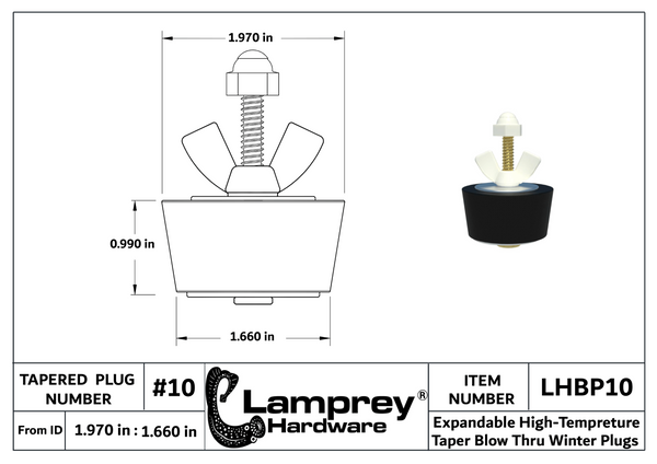 #10 Winter Blow Thru Expansion Plug With Schrader Valve For 1 1/2 Inch Fittings - LHBP10
